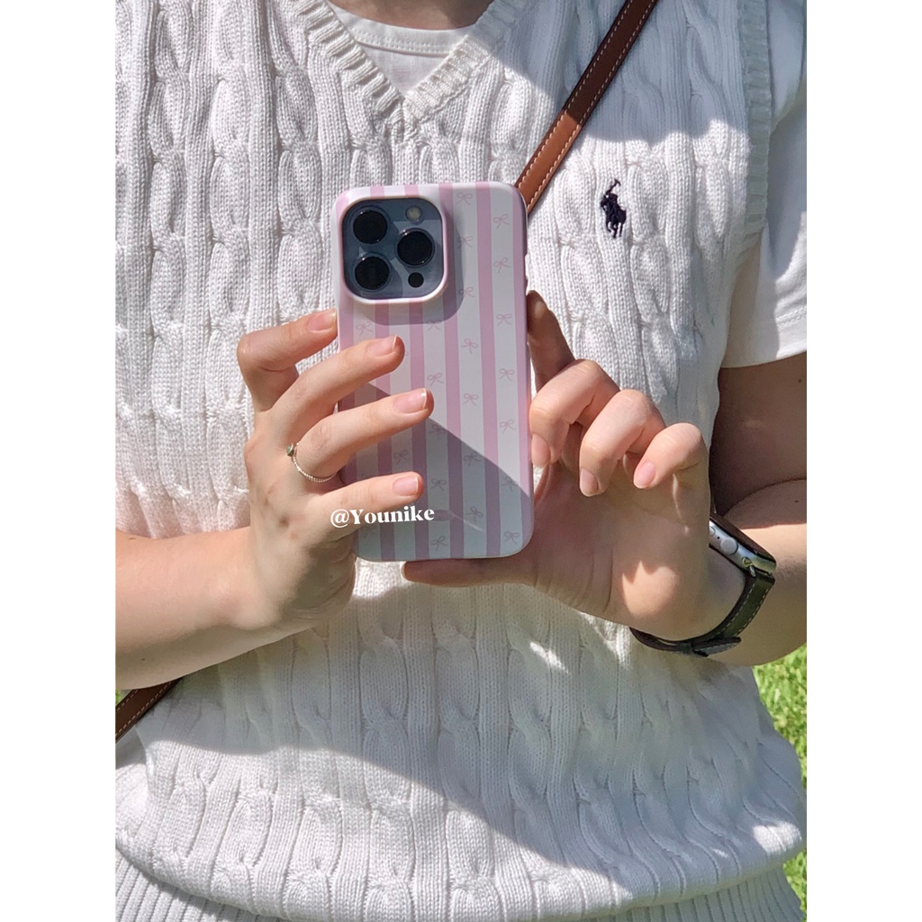 Bao Da Điện Thoại Có Ngăn Đựng Thẻ Đính Nơ Hồng Cho 15pro / 14promax / 13 / 12 / 11 / xsmax Ốp