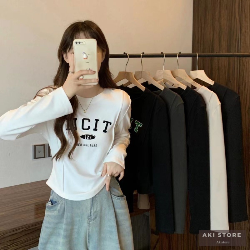 Áo Thun Dài Tay In Chữ Phong Cách Trẻ Trung Cá Tính Dành Cho Nữ