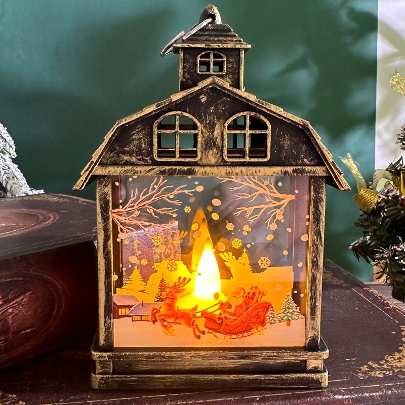 Đồ Trang Trí Giáng Sinh Đèn Ngủ Phong Cách Châu Âu Đồ Trang Trí Ngôi Nhà Người Tuyết Gió Đèn Đèn Chân Nến Lễ Hội Bộ Đạo Cụ