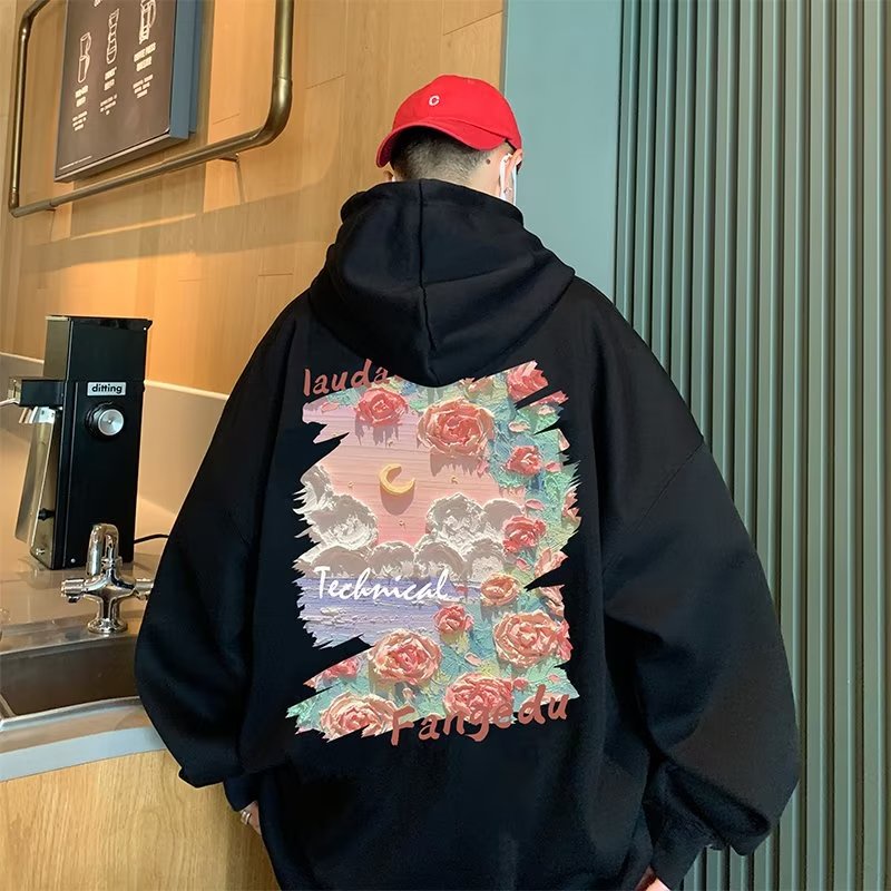 Áo hoodie Dáng Rộng In Họa Tiết Thời Trang Cho Nam m-8xl