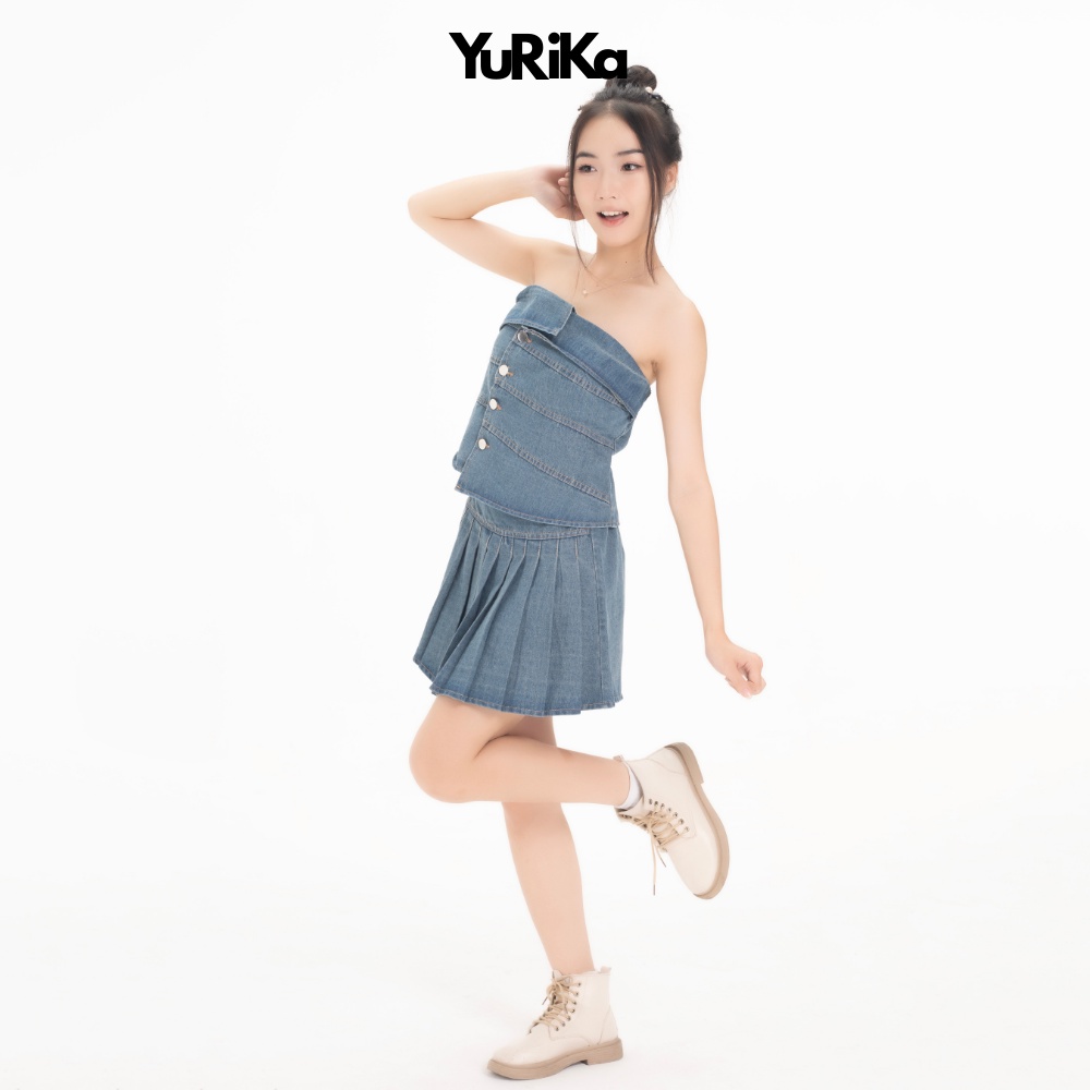 Set Jeans Bò nữ siêu NGẦU - Áo chạy Smoking kèm chân váy có lót - YuRi Boutique