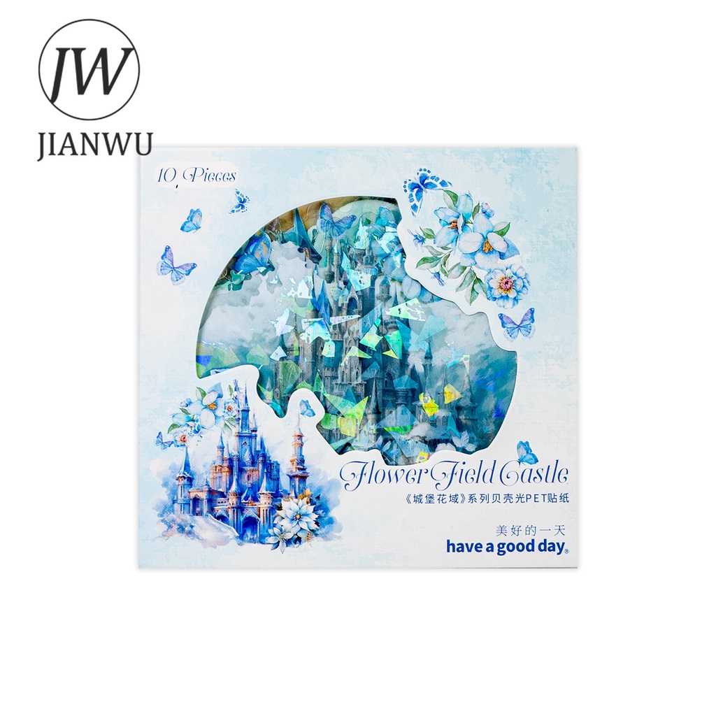 Jianwu Set 10 Tấm Nhãn Dán Hình Lâu Đài Cánh Đồng Hoa Cổ Điển Sáng Tạo diy Trang Trí Phong Cảnh Văn Phòng Phẩm