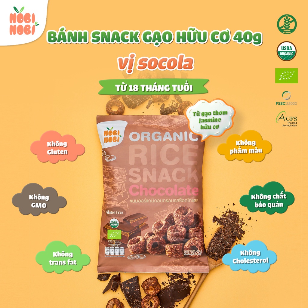 Bánh Snack gạo hữu cơ Thái Lan nhiều vị Nobi Nobi