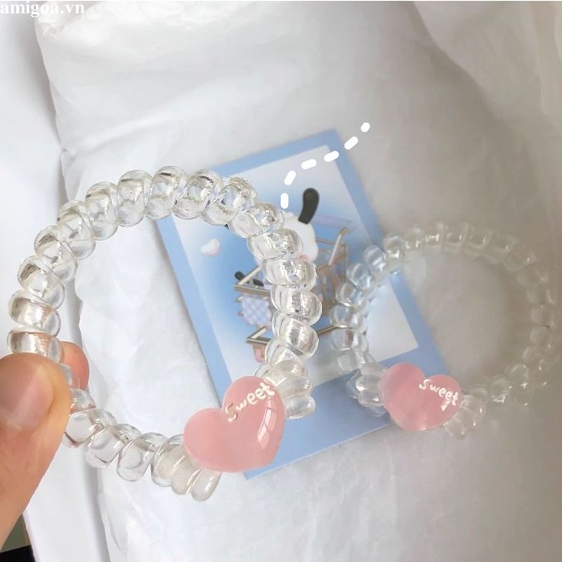 Dây Buộc Tóc Hình Trái Tim Dễ Thương Sáng Tạo Cho Nữ