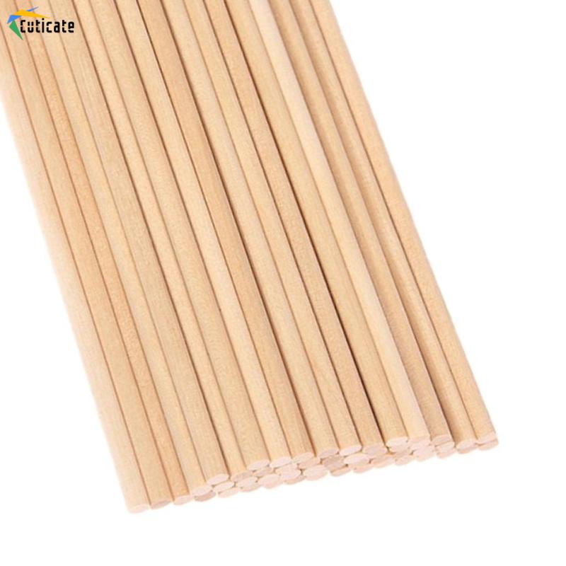 Set 50 Que Gỗ Tròn 10cm / 15cm / 20cm Đường Kính 5mm