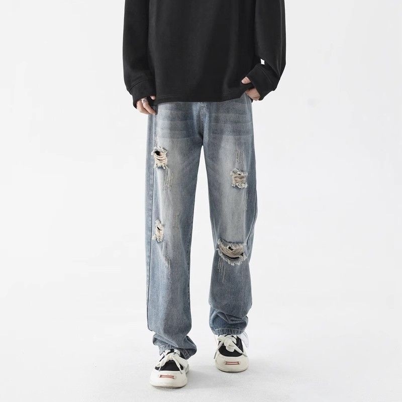 Quần jean nam rách Quần bò baggy nam Quần Jean Cotton