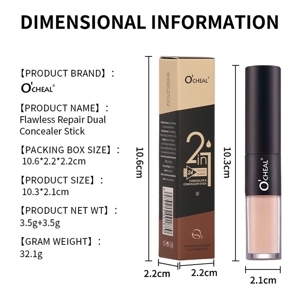 OCHEAL Trang điểm Kem che khuyết điểm hai đầu phổ biến Lip Primer Eye Dark Circles Cover Tattoo