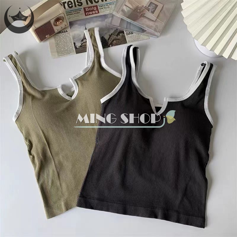 Áo Hai Dây Cổ Chữ v Màu Tương Phản Thời Trang Mùa Hè Cho Nữ