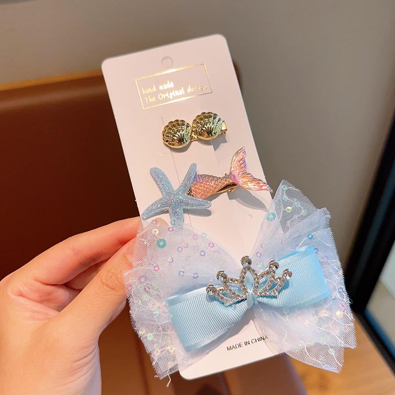 Set 3 Kẹp Tóc Hình Vỏ Sò / Nàng Tiên Cá Cho Bé Gái