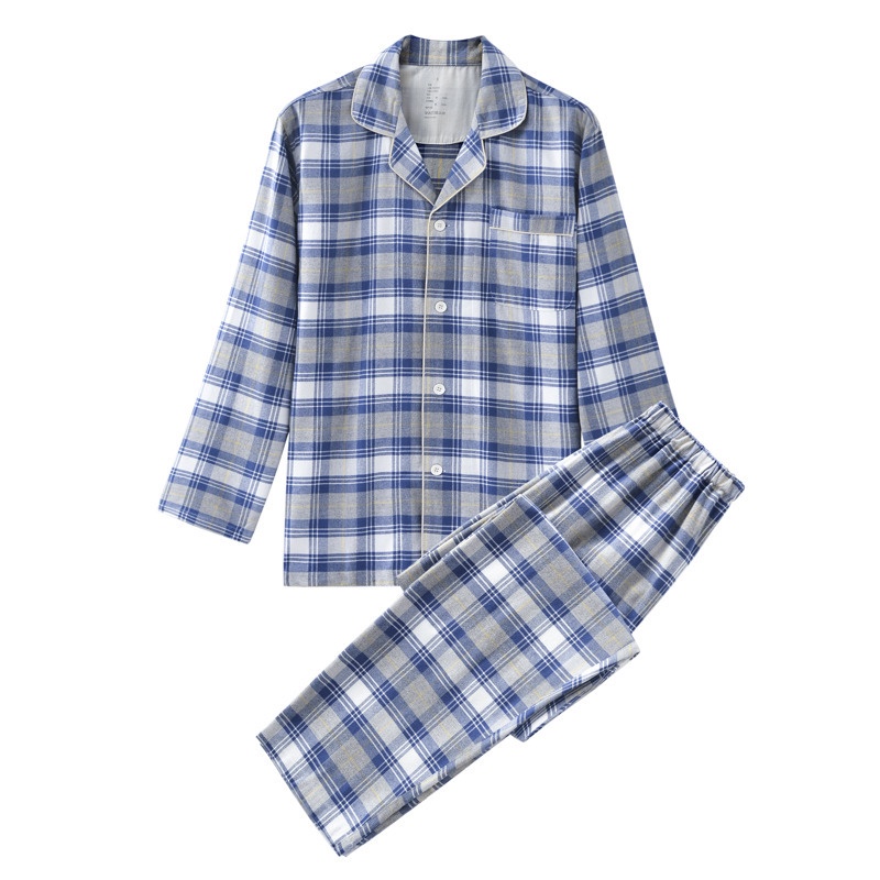 Sản Phẩm Tốt Bộ Đồ Ngủ cotton flannel Dày Màu Sắc Phong Cách Nhật Bản muji Cho Cặp Đôi Mùa Thu Đông