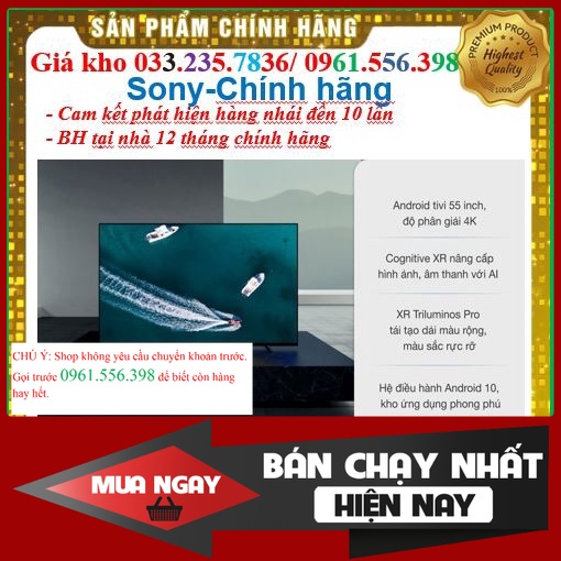 'New' Smart Tivi Sony 55 Inch 4K UHD KD-55X80AJ &lt; Chính hãng BH:24 tháng tại nhà toàn quốc&gt; - Mới 100%