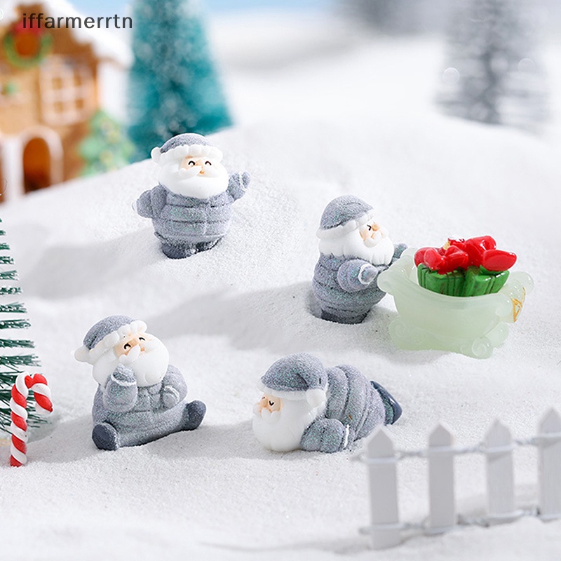 Đồ trang trí Ông Già Noel mini Bằng Nhựa resin Trang Trí Tiểu Cảnh Dịp Giáng Sinh