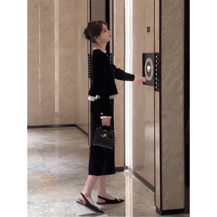 Đầm Ren Giả Hai Mảnh Eo Cao Vừa Phải Phong Cách Zhiyun Mùa Thu