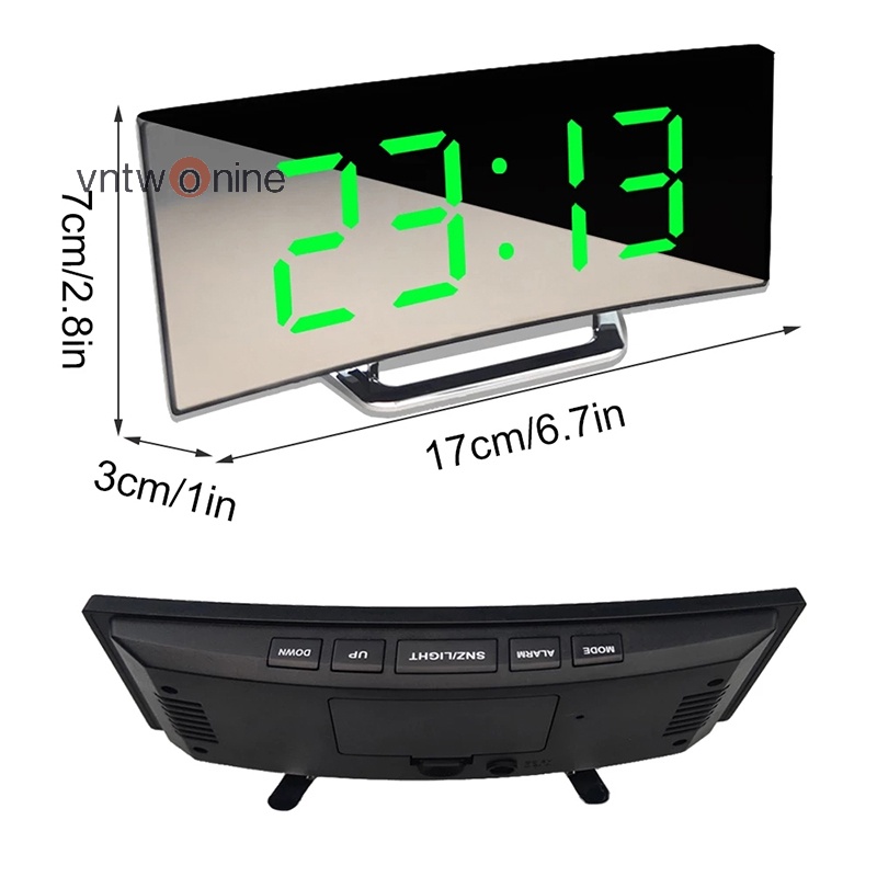 Sujian444 Đồng Hồ Báo Thức Điện Tử led Kỹ Thuật Số Dạng Cong Để Bàn Kỹ Thuật Số Lớn Đẹp Mắt