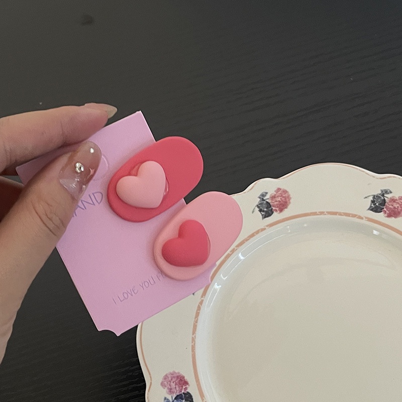 Kẹp Tóc Hình Trái Tim Nhỏ Màu Hồng Dễ Thương Cho Nữ