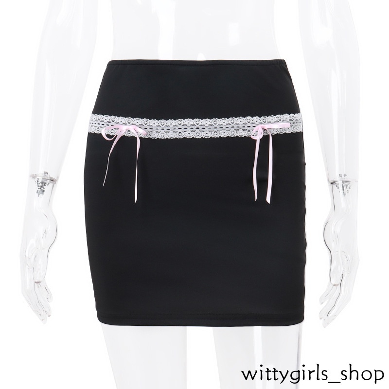 Wittygirls-đầm Ôm Dáng Thắt Nơ Phối Ren Thời Trang Mùa Hè Mới Cho Nữ