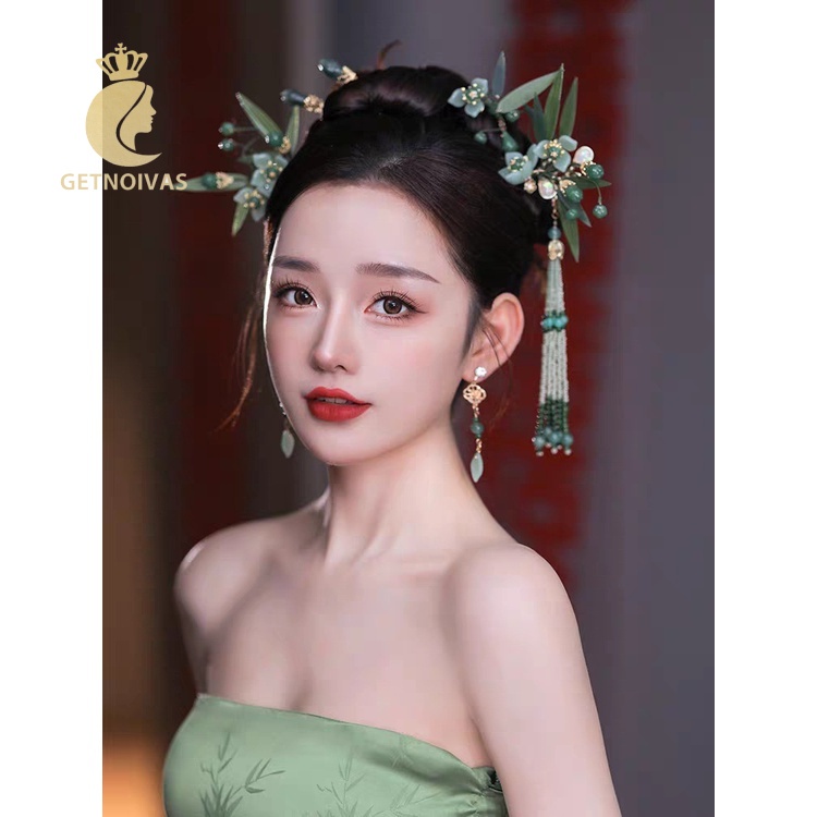 Xiuhe Trâm Cài Tóc Lá Tre Mặt Sườn Xám