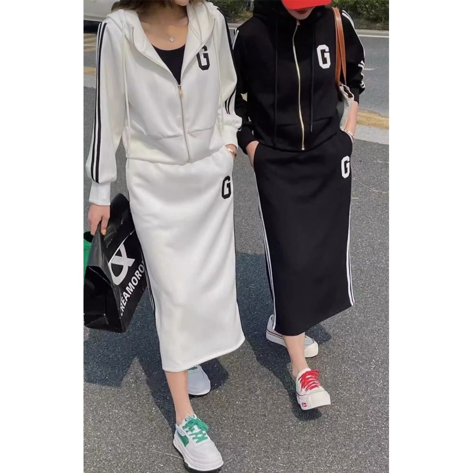 Bộ Áo Sweater Phối Chân Váy Ôm Dáng Thời Trang Mùa Thu Cho Nữ Cỡ Lớn Lên Đến 120kg