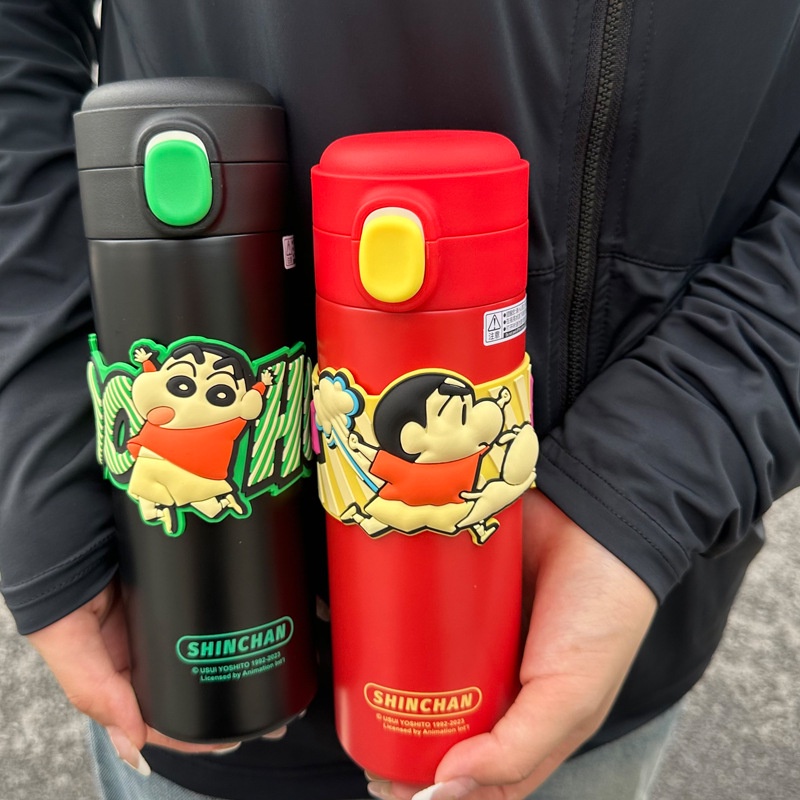 Bình Nước Giữ Nhiệt 450ml Bằng Thép Không Gỉ 304 In Hình Cậu Bé Bút Chì Dễ Thương