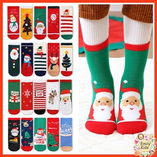 Set 5 Đôi Vớ cotton Dày Thoải Mái Họa Tiết Giáng Sinh Cho Bé 1-12 Tuổi