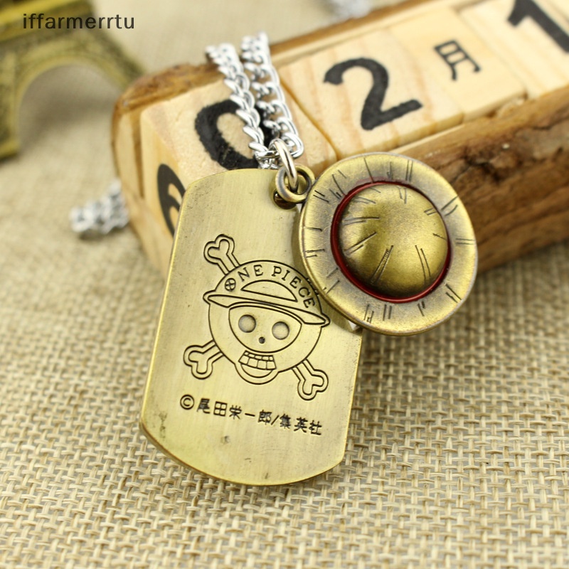 Vòng cổ Mặt Hình Nhân Vật luffy Đội Mũ Rơm Và Đầu Lâu Thời Trang Cho Nam