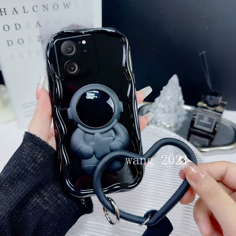 Ốp Điện Thoại Dẻo Màu Trơn Họa Tiết Phi Hành Gia Kèm Vòng Đeo Tay & Giá Đỡ Tàng Hình Cho xiaomi 13t xiaomi 13t pro 5g