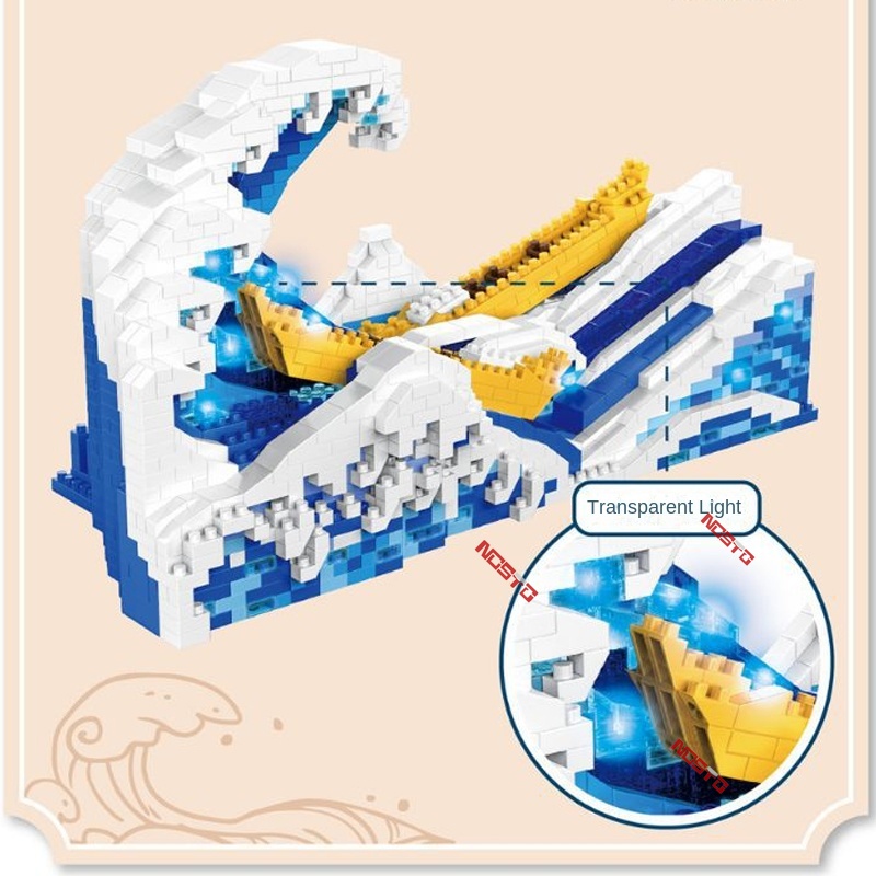The starry night kanagawa Khối Xây Dựng Lướt Sóng Nghệ Thuật Đèn led nano Bộ Sưu Tập Đồ Chơi Quà Tặng Sáng Tạo