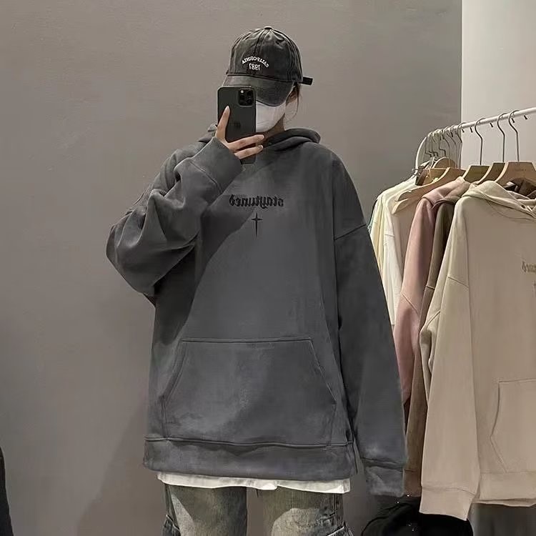 Áo Hoodie Dáng Rộng Phong Cách retro Đường Phố Mỹ Cá Tính Cho Nam