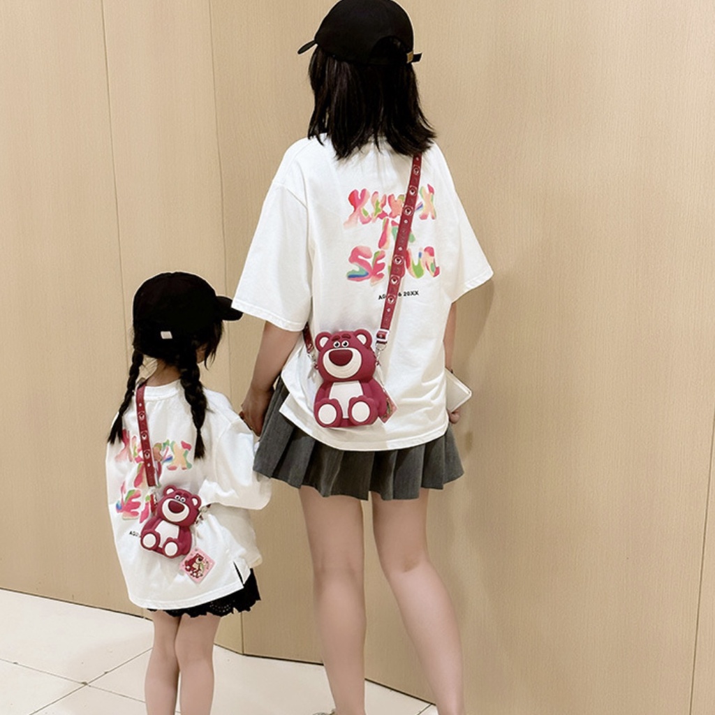 TúiĐeo Đeo Chéo Silicon Hình Gấu Dâu Lotso Thời Trang Dễ Thương