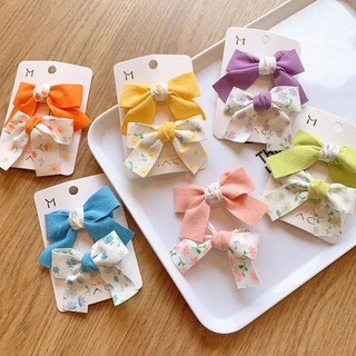 Set 2 kẹp tóc nơ hoa nhỏ thời trang hàn quốc cho bé gái