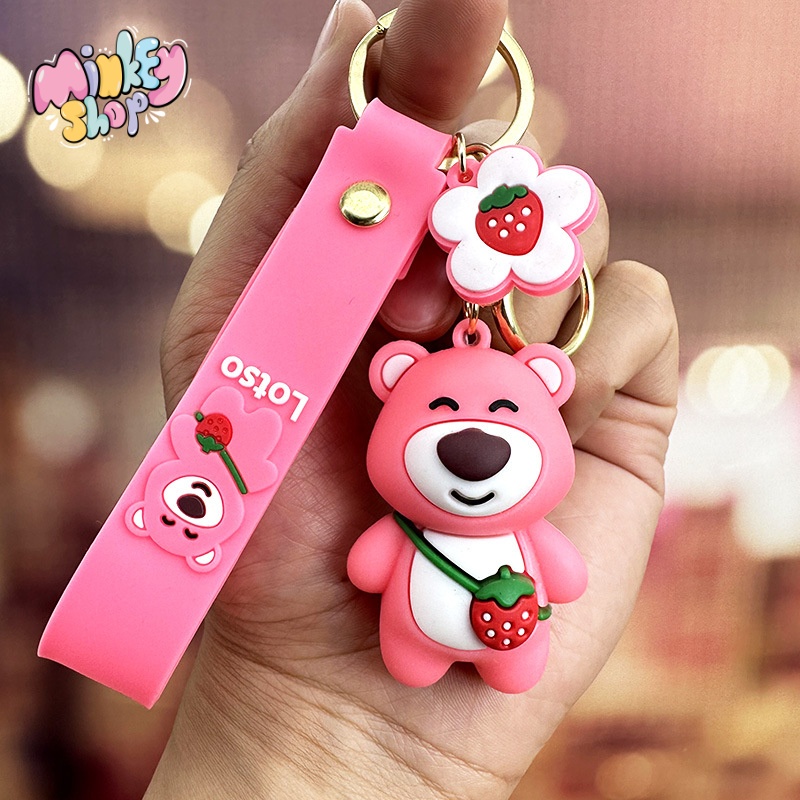Móc khoá Gấu Dâu Losto cute + móc chìa khoá hottrend Hàn QUốc dễ thương phụ kiện túi xách ba lo oto cặp xách -Minkey