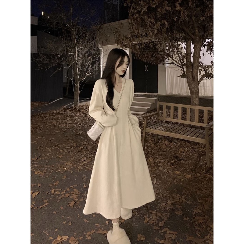 Đầm Dài Dáng Chữ a Tay Dài Cổ Chữ v Thời Trang Mùa Thu Phong Cách Mới Dành Cho Nữ 20