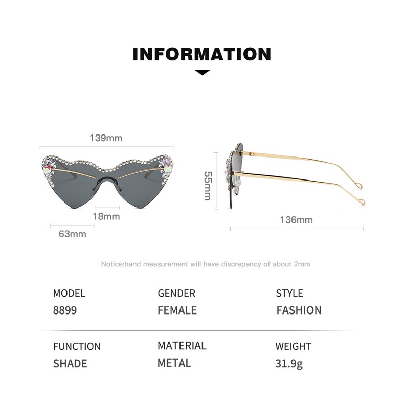 Kính Mát Hình Trái Tim Không Gọng Thời Trang Cho Nữ Màu Sắc