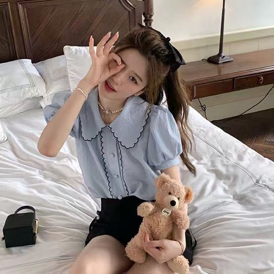 Áo Kiểu Tay Phồng Ngắn Phong Cách Pháp Thời Trang Mùa Hè Mới Cho Nữ