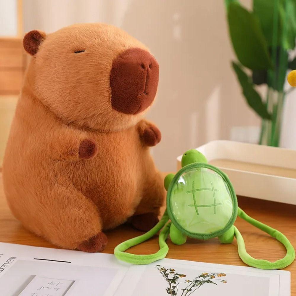 Mmluck capybara Đồ Chơi Búp Bê Nhồi Bông Vải capybara Hình Chú Rùa Đội Mũ Lưỡi Liềm Dễ Thương Trang Trí Nhà Cửa
