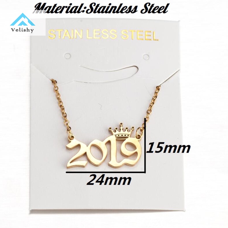 Velishy Vòng cổ Mặt Hình Vương Miện Năm Sinh Thời Trang 1980 Đến 2019 Dành Cho Nữ