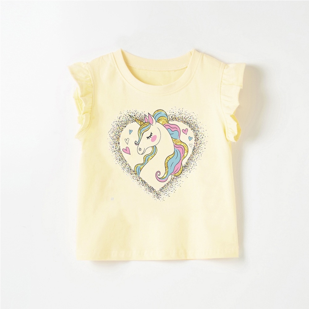 Áo Thun cotton Tay Bèo Họa Tiết Gấu Dâu Tây Dễ Thương Chất Lượng Cao Cho Bé Gái