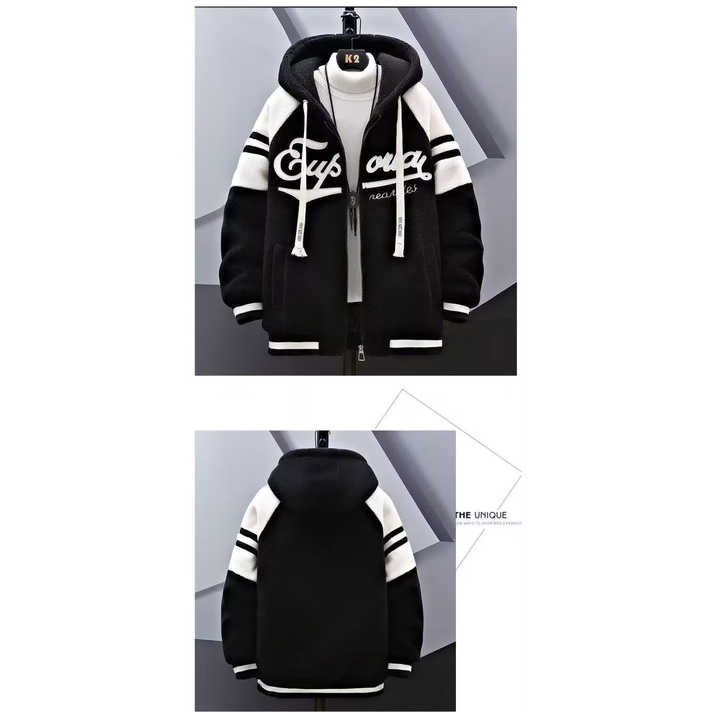 Áo Khoác cotton Lót Lông Cừu Có Mũ Trùm Giữ Ấm size m-3xl Thời Trang Xuân Thu Cho Nam