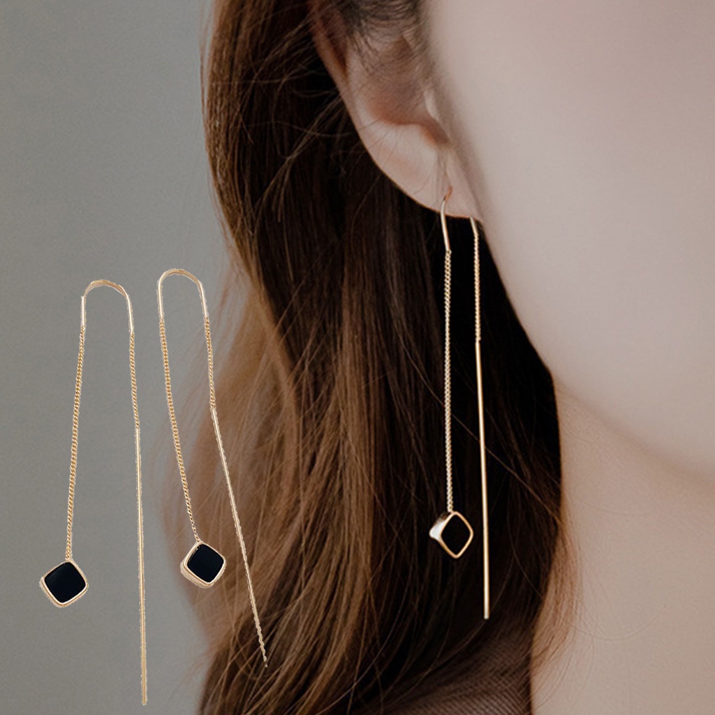 1 Đôi Bông Tai Dài Tua Rua Hình Trái Tim Thời Trang Dành Cho Nữ