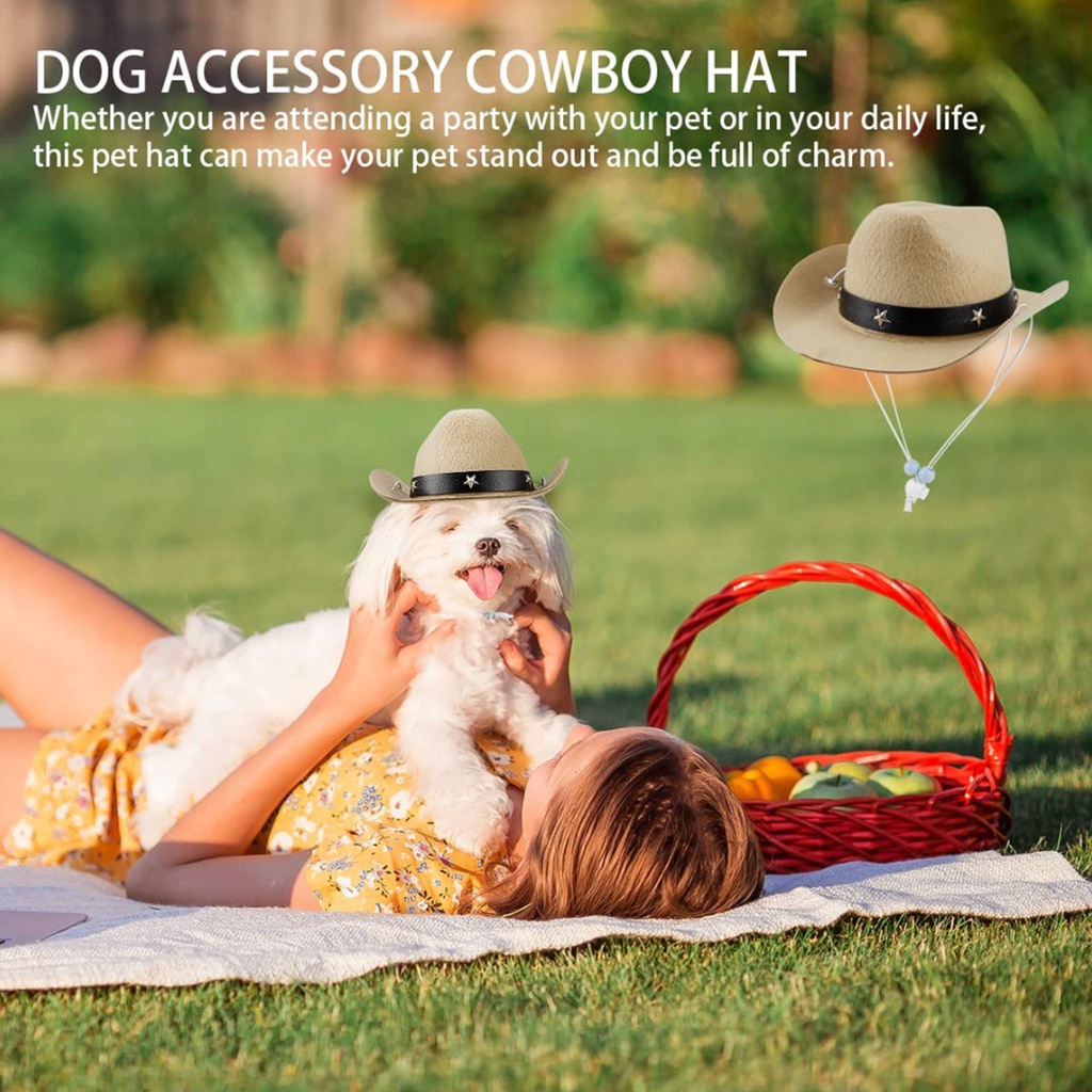 Mũ Cao Bồi Tây Cài Khóa Điều Chỉnh Được Thoải Mái Thoáng Khí Vui Nhộn Dành Cho Cún Cưng