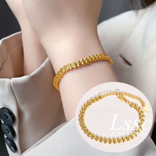 Vòng Tay Đôi Nam Nữ Titan Không Gỉ Mạ Vàng 18k Thiết Kế Tai Lúa Mì Đơn Giản Và Tinh Tế Phụ Kiện Trang Sức