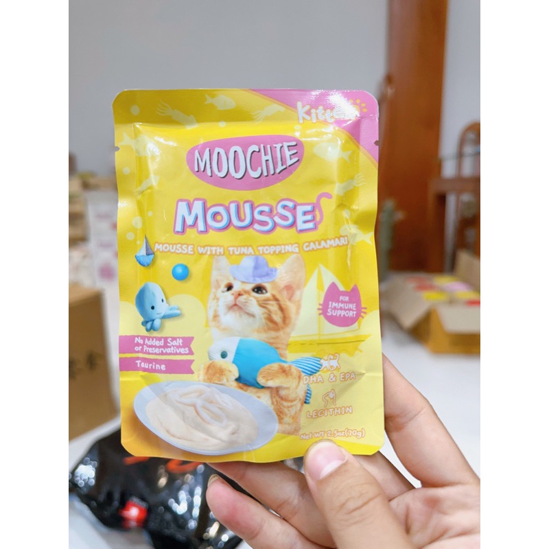 Pate MOOCHIE Thái Lan Cho Mèo, Gói 70gr, Thức Ăn Ướt Tươi Ngon, Đủ Dưỡng Chất Mèo Con Và Mèo Lớn
