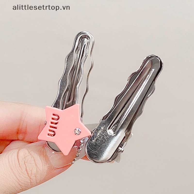 Alittlesetrtop Kẹp Tóc Mái Mỏ Vịt Đính Pha Lê Màu Hồng Hình Ngôi Sao Ngọt Ngào Khí Chất Cho Nữ