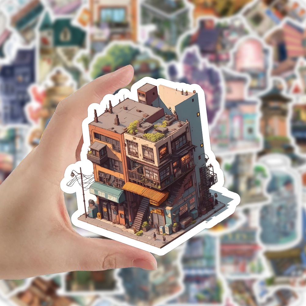 Bộ 60 Miếng Dán Trang Trí Mũ Bảo Hiểm / Bút Chì Họa Tiết Hoạt Hình graffiti Nhật Bản Dễ Thương