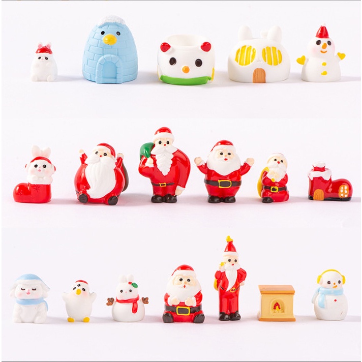 Tượng ông già Noel, người tuyết dễ thương decor terrarium giáng sinh, trang trí bàn V2
