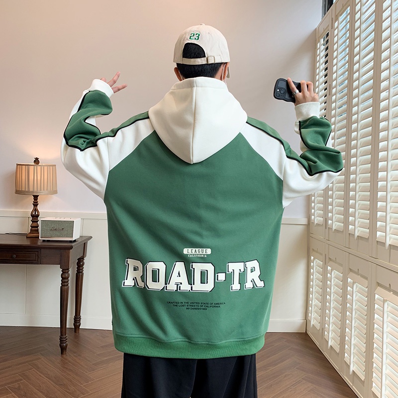 Đen Áo Hoodie Dáng Rộng In Họa Tiết Cá Tính Theo Phong Cách Mùa Thu Dành Cho Nam