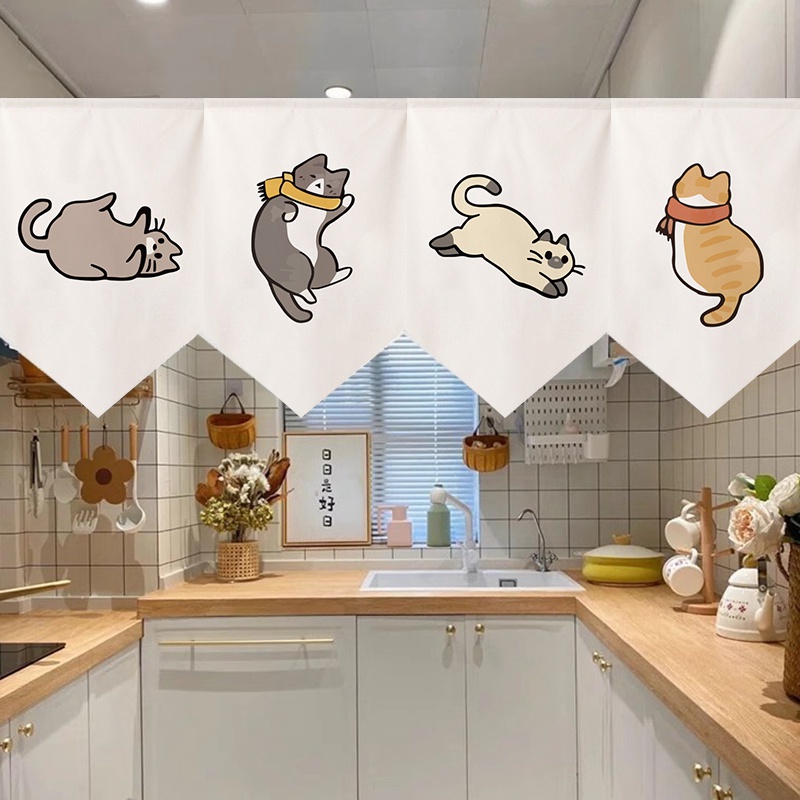 Dễ Thương Rèm Cửa Họa Tiết Mèo Hoạt Hình Đáng Yêu
