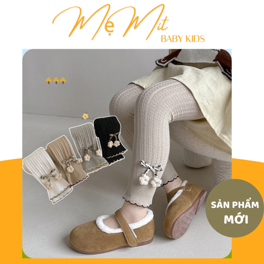 Quần legging cho bé gái, Quần dài dáng ôm đính hoa cho bé từ 1 đến 4 tuổi