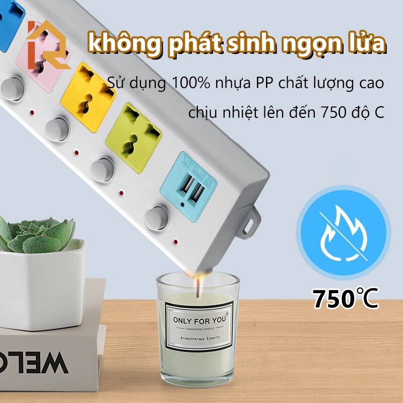 KIQUNE Ổ cắm điện đa năng 7 Cổng Sạc USB 2 Cáp USB 3 Và 5M Dây Cáp Dày Chất Lượng Cao 100% Chính Hãng 2023 New CA238332