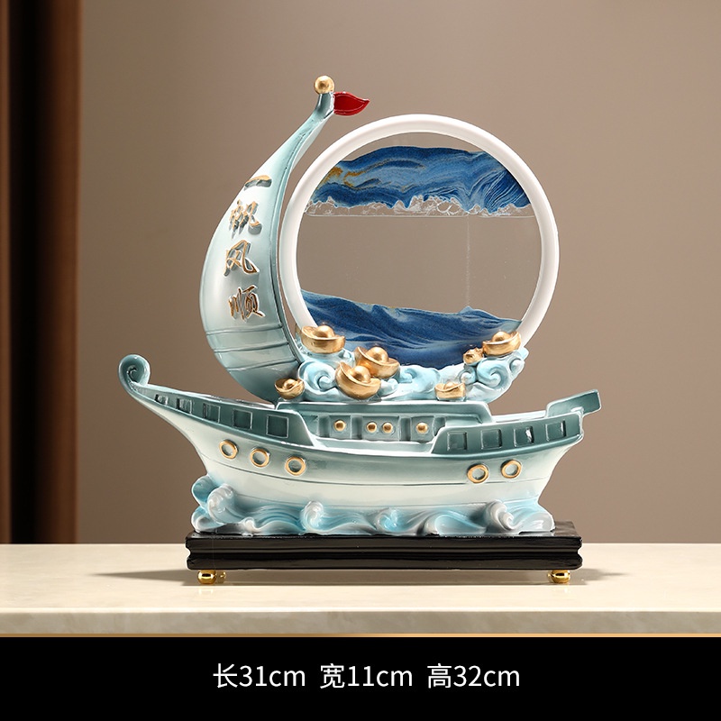 Đồng Hồ Cát Vẽ Tranh Thuyền Buồm Lấp Lánh Sáng Tạo Để Bàn Trang Trí Phòng Khách / Tủ Rượu / Văn Phòng